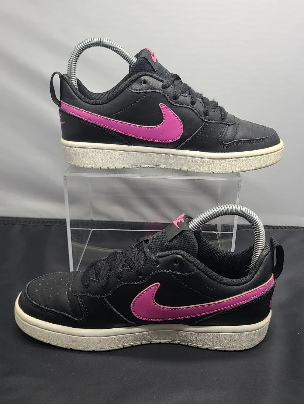 Nike Court Borough Low 2 GS 'Black Active Fuchsia Girl kids size 3.5Y